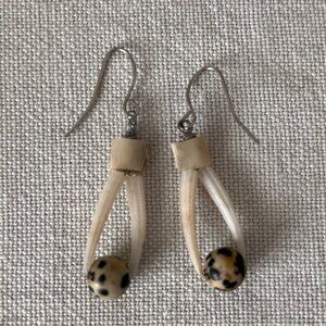 Dalmatian jasper and dentalium earrings